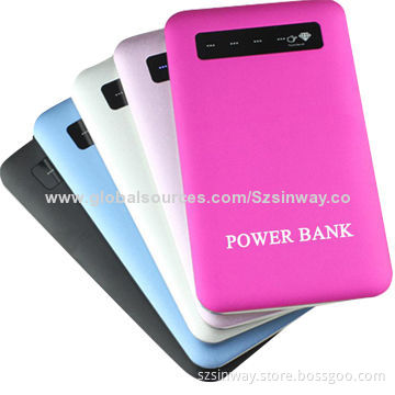 4,300mAh Thin New A Battery Power Banks with LED Display Screen, 5V DC/1A Input